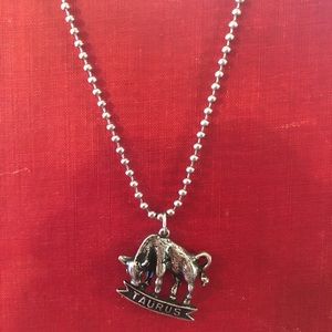 Vintage NOS Taurus Zodiac Necklace Stainless 24”